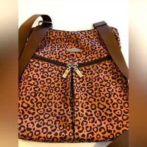 baggallini Leopard Print Crossbody Water Resistant Polyester Purse Bag